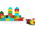 Caterpillar Toy Building Blocks Colorful Building Blocks Square Building Blocks 3d model