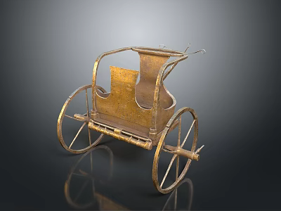 Ancient Golden Carriage Model With Ornate Design And Decorative Wheels 3d model