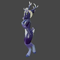 Fantasy 3D Game Movie Character with Golden Hair and Antlers in Purple White Outfit
