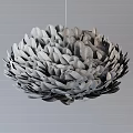 Modern Decorative Gray and White Feather Flower Shaped Fluffy Chandelier Design