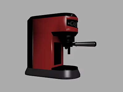 Stylish Red And Black Cafe Coffee Machine With Modern Design And Handle 3d model
