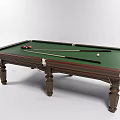 Billiard Room Featuring Classic Wooden Table With Green Felt Surface And Cue Sticks