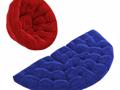 Red And Blue Curved Diamond Stitched Velvet Seat Cushions For Home Decor 3d model