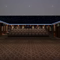 Luxury Cinema Interior With Starry Ceiling Large Screen And Comfortable Seats 3d model