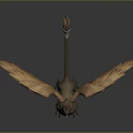 3D Eagle Model With Spread Wings And Detailed Feathers On Gray Black Background 3d model