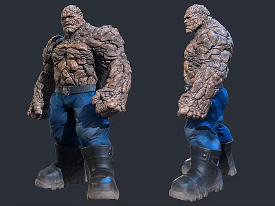 Rock Like Game Movie Character With Muscular Body Blue Pants And Black Boots 3d model