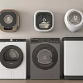 Modern Assorted Washing Machines Including Portable And Front Load Models In White Gray Brown 3d model