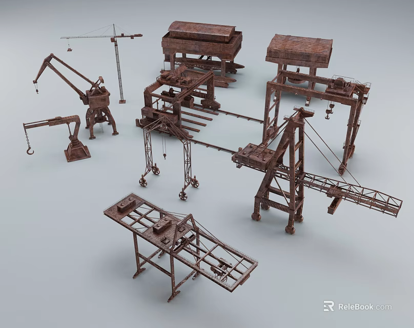 3D Models of Industrial Equipment Featuring Cranes Boom Arms And Structural Parts 3d model 
