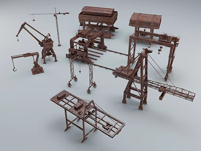 3D Models of Industrial Equipment Featuring Cranes Boom Arms And Structural Parts 3d model