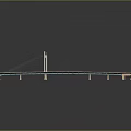 Modern Cable Stayed Bridge Structure With Tower Cables Roadway And Piers 3d model