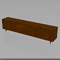 Modern Walnut Finish TV Cabinet With Drawers And Metal Legs For Electronics