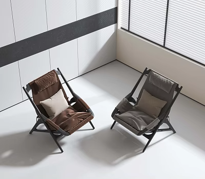 Modern Leisure Chairs Brown Gray With Pillows For Bright Contemporary Room 3d model