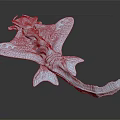 Blue Aquatic Ray Model With Detailed Fins Textured Body And Extended Tail Design
