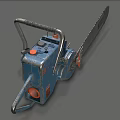 Powerful Blue Electric Chainsaw With Metal Frame Red Components And Sharp Chain 3d model