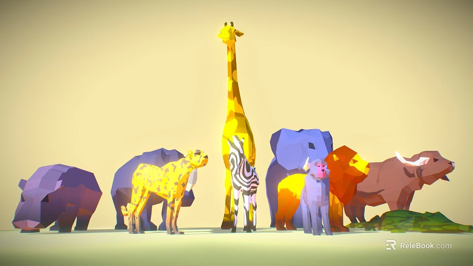 Low Poly Animal Characters in Game and Movie with Various Species 3d model 