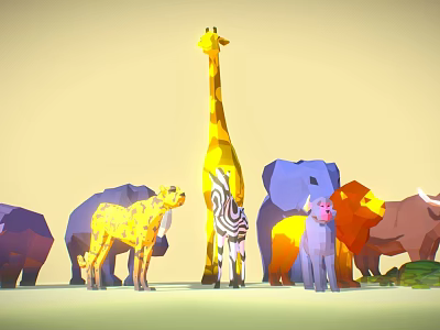 Low Poly Animal Characters in Game and Movie with Various Species 3d model