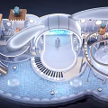 Futuristic Play Area With Slides Circular Tracks And Glowing Details
