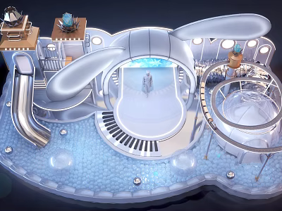 Futuristic Play Area With Slides Circular Tracks And Glowing Details 3d model