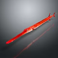 Red Aquatic Fish With Long Beak And Reflective Surface In Dark Background 3d model