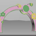 Vibrant Event Archway With Pink Green Frame And White Green Yellow Flowers