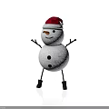 Festive Snowman With Red Santa Hat Carrot Nose Black Buttons Stick Arms And Black Boots