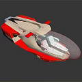 Modern Red and White Streamlined Water Vehicle with Transparent Windshield and Open Cockpit Design