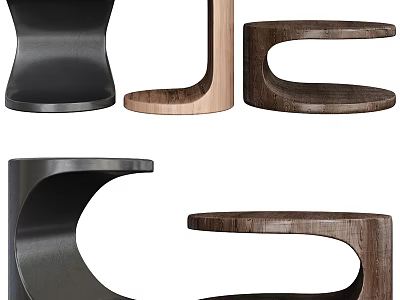 Modern Side Tables With Curved Design Wooden And Metal Finishes For Home Decor 3d model