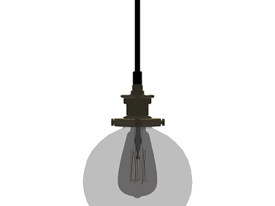 Industrial Vintage Pendant Light With Clear Glass Globe Filament Bulb And Metal Hanging Design 3d model