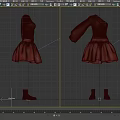 Elegant Long Sleeve Floral Pattern Top And Black Pleated Leather Skirt With Matching Black Boots
