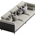 Modern Sectional Sofa with Light Gray Upholstery Dark Gray Accents and Plush Pillows