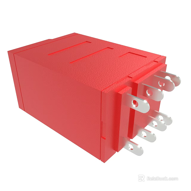 Red Industrial Electrical Component Module With Durable Housing And Metal Pins 3d model 