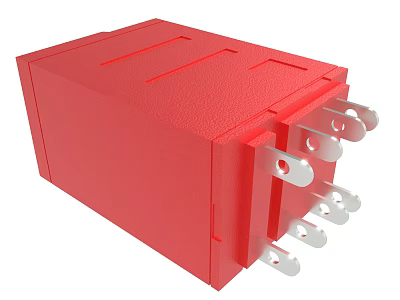 Red Industrial Electrical Component Module With Durable Housing And Metal Pins 3d model