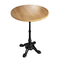 Rustic Wooden Dining Table With Light Wood Top And Black Metal Ornate Base