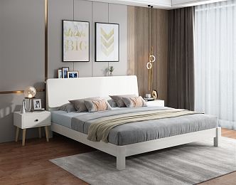 Modern Background Double Bed Double Bed 3d model