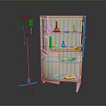 Medical Cabinet With Glass Door And Adjustable IV Stand For Medical Supplies Storage