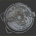 Old Metal Trash Can Featuring Rusty Surface Side Handle And Weathered Look