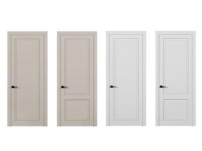 Simple Design Beige And White Paneled Hinged Doors For Interior Spaces 3d model