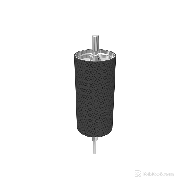 Cylindrical Black Industrial Equipment With Mesh Surface And Metal Shafts 3d model 