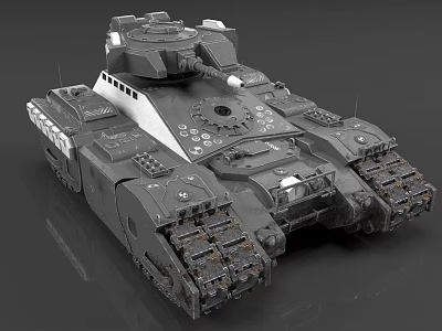 Futuristic Military Tank 3D Model Featuring Heavy Armor Tracks and Turret 3d model