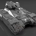Futuristic Military Tank 3D Model Featuring Heavy Armor Tracks and Turret