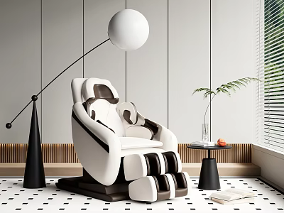 Modern Massage Chair With Floor Lamp And Side Table In Living Room 3d model