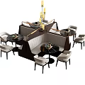 Modern Booth Sofa Interior Design With Round Tables And Elegant Chairs 3d model