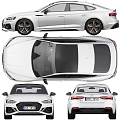 White Audi Car Front And Rear View 3d model