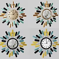 Modern Decorative Clock With Black Blue Gold Stripes And Metal Hands Numbers