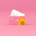 Stacked Tempo Pink Tissue Boxes With Sunflower Design For Household Supplies