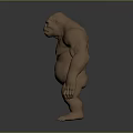 Realistic Muscular Ape 3D Model in Standing Posture with Gray Background 3d model