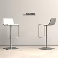 Modern Poliform Bar Stools With White Grey Seats And Metal Square Base 3d model