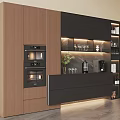 Modern Wooden Black Sideboard Design With Lighting Storage And Decorative Items