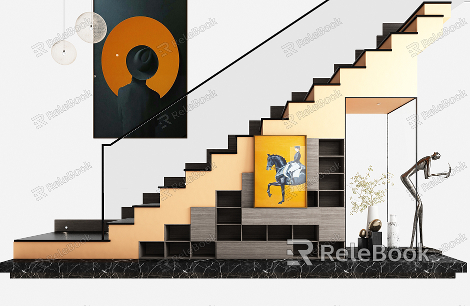 Modern stair stair storage cabinet decoration combination model