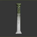 Green And White Marble Column With Textured Surface And White Base Interior 3d model